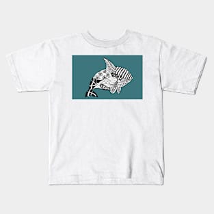 Whale drawn with Zentangle patterns Kids T-Shirt